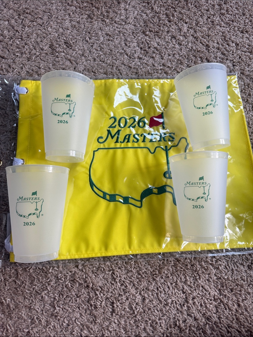 NEW 2026 Masters Tournament Frosted Logo Cups Set of 4